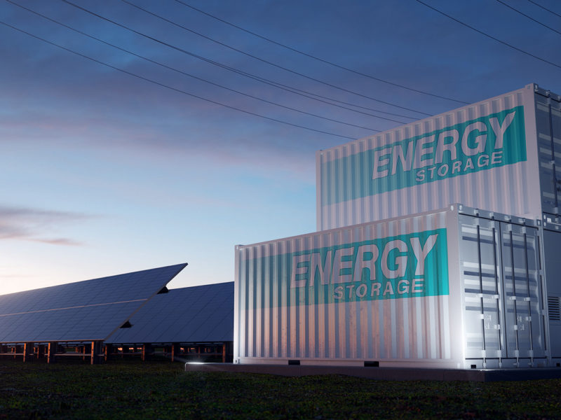 Energy storage containers. Solar panels