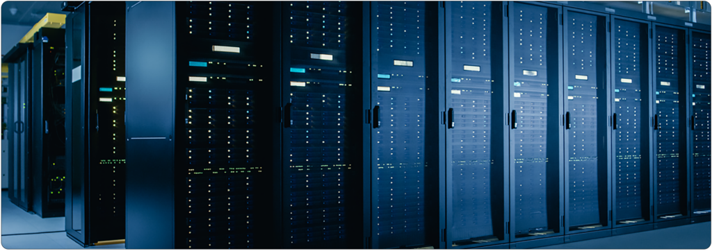Data Center With Multiple Rows of Server Racks
