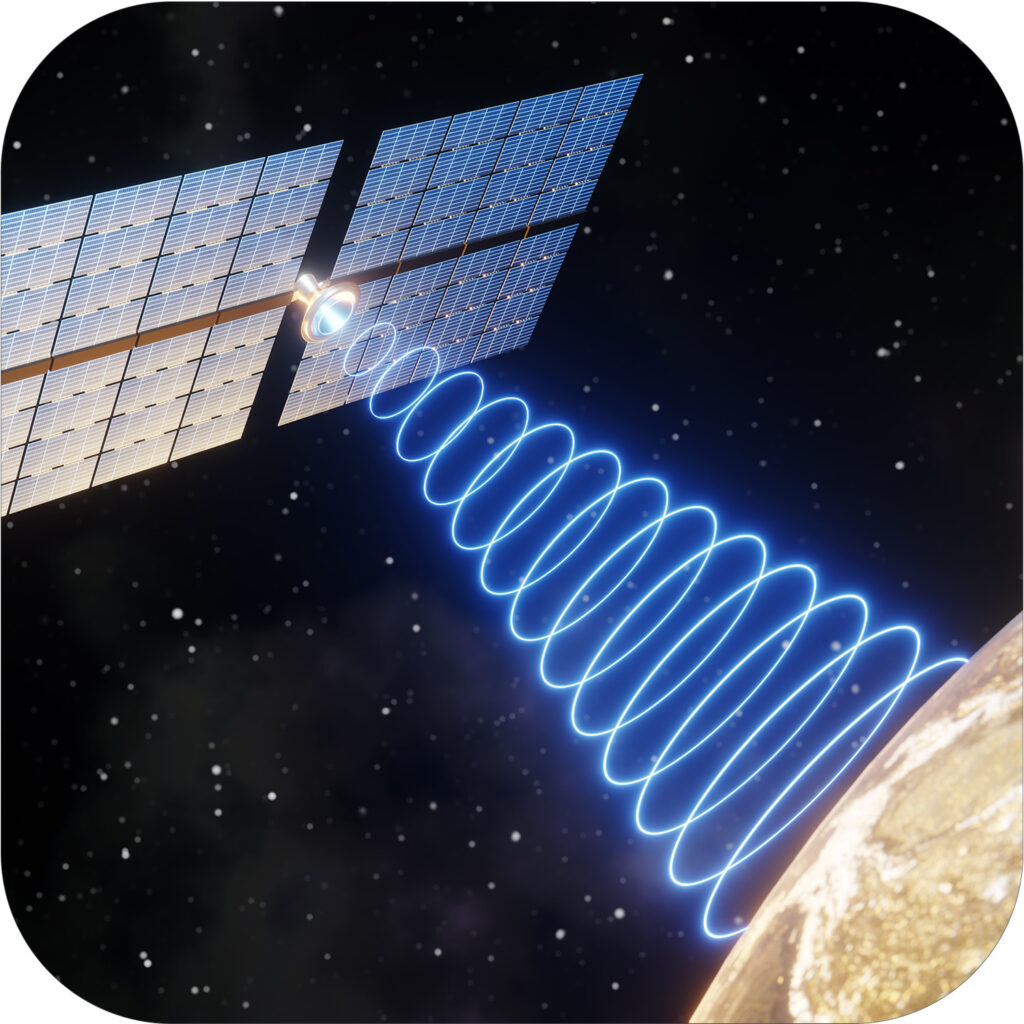 Satellite expanding its solar panels 