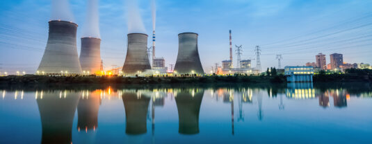 thermal power plant at nightfall